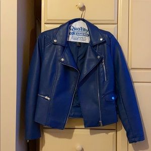 Blue leather jacket